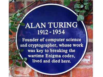 Placa conmemorativa en el que fue domicilio de turing en Wilmslow, Reino Unido.